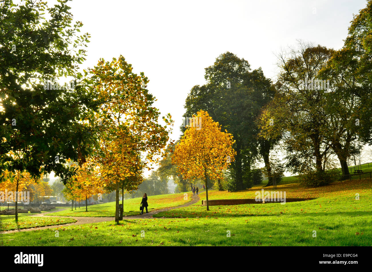 Victoria Park, Bedminster, Bristol, UK. 31st Oct, 2014. Warm and sunny walk through Victoria