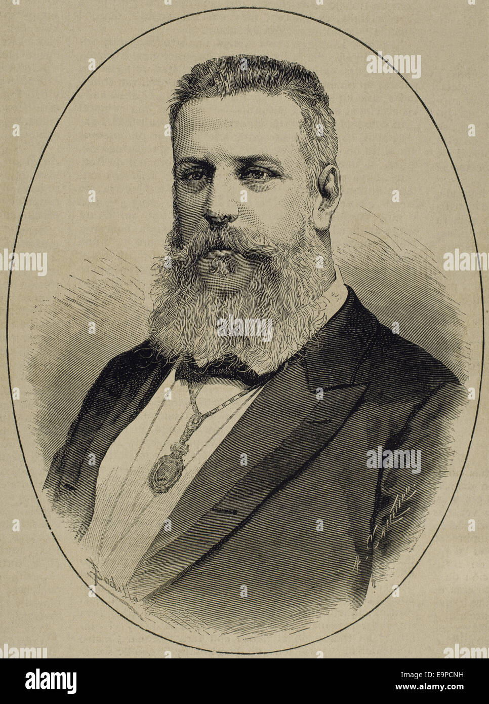 Santiago Estrada (1841-1891). Writer and journalist. Engraving. Stock Photo