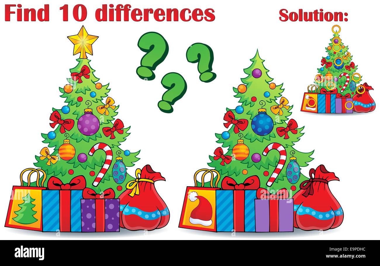 Find differences Christmas theme - picture illustration Stock Photo - Alamy