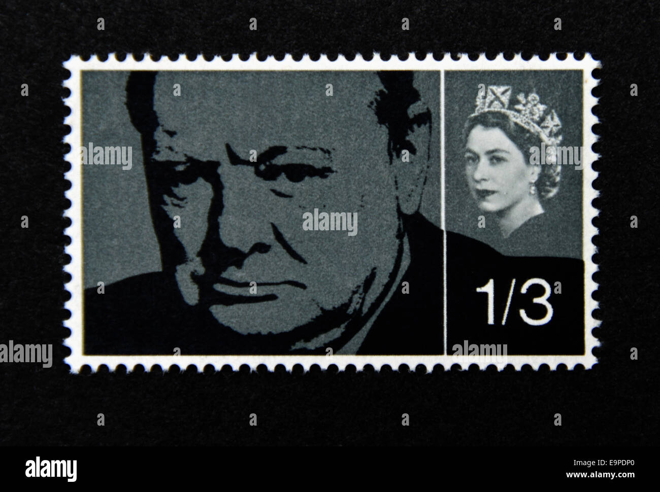 Postage stamp. Great Britain. Queen Elizabeth II. Sir Winston Churchill. 1964. Stock Photo