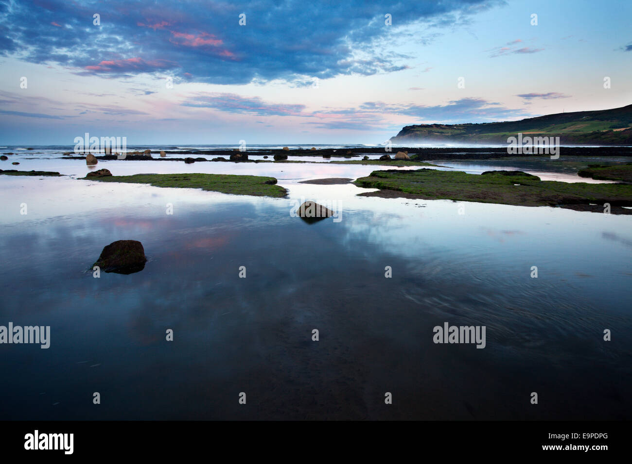Twilight and Tide at Robin Hoods Bay Yorkshire Coast England