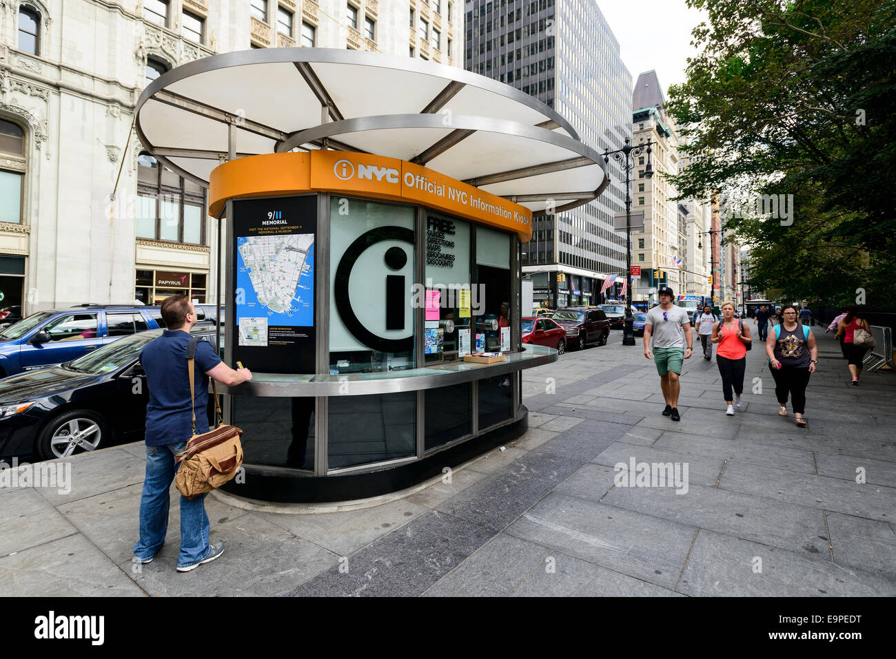A tourist information kiosk in New York City, New York, USA Stock Photo