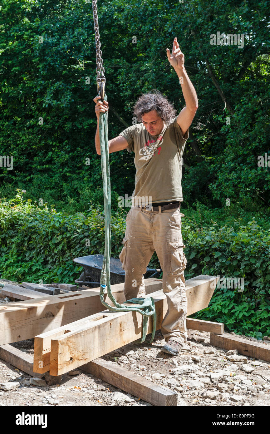 Building a traditional oak timber framed house, Herefordshire, UK Stock Photo