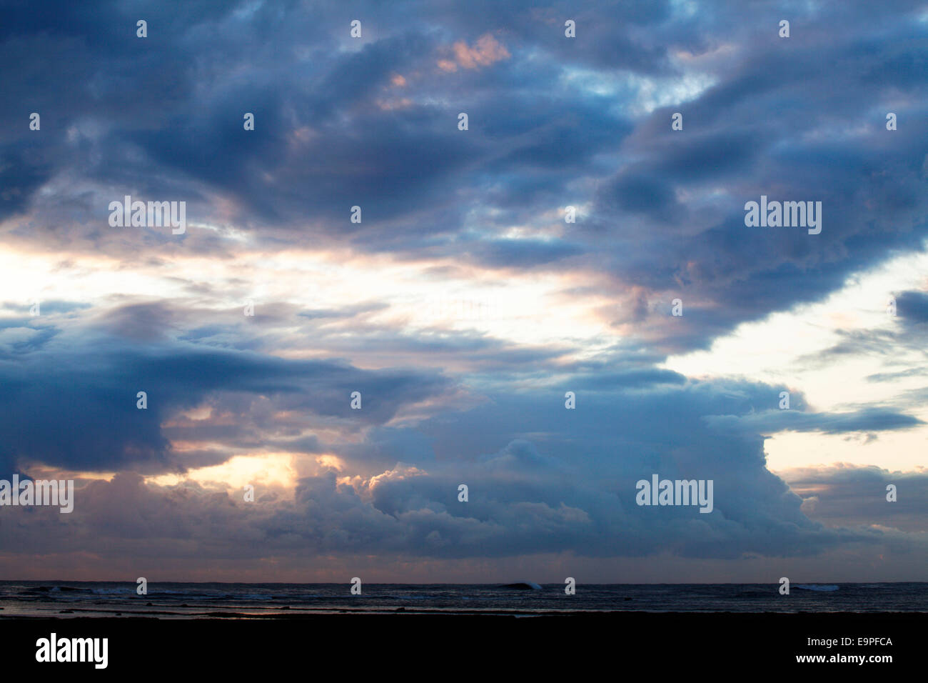 Morning Sky over the North Sea at Robin Hoods Bay Yorkshire Coast England Stock Photo