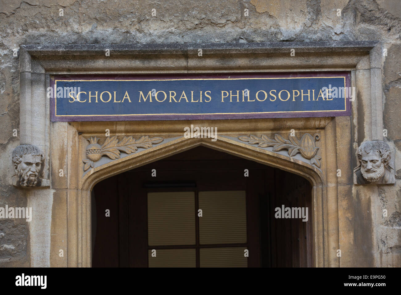 Doorway to Schola Moralis Philosophiae (School of Moral Philosophy) at the Bodleian Library, University of Oxford, England, UK Stock Photo