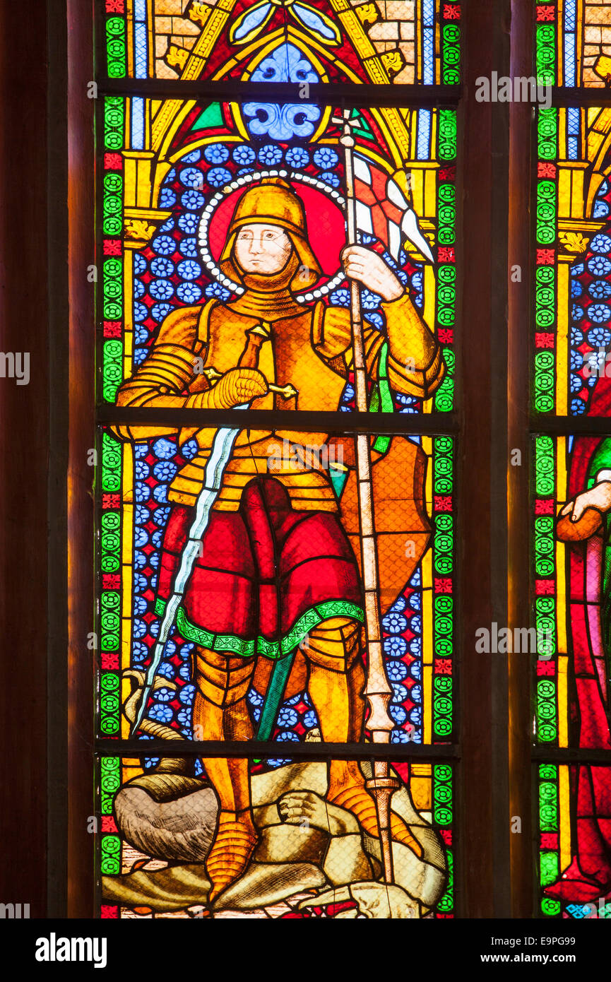 Window St George, St Mary's parish church, Marburg, Hesse, Germany, Europe , Stock Photo