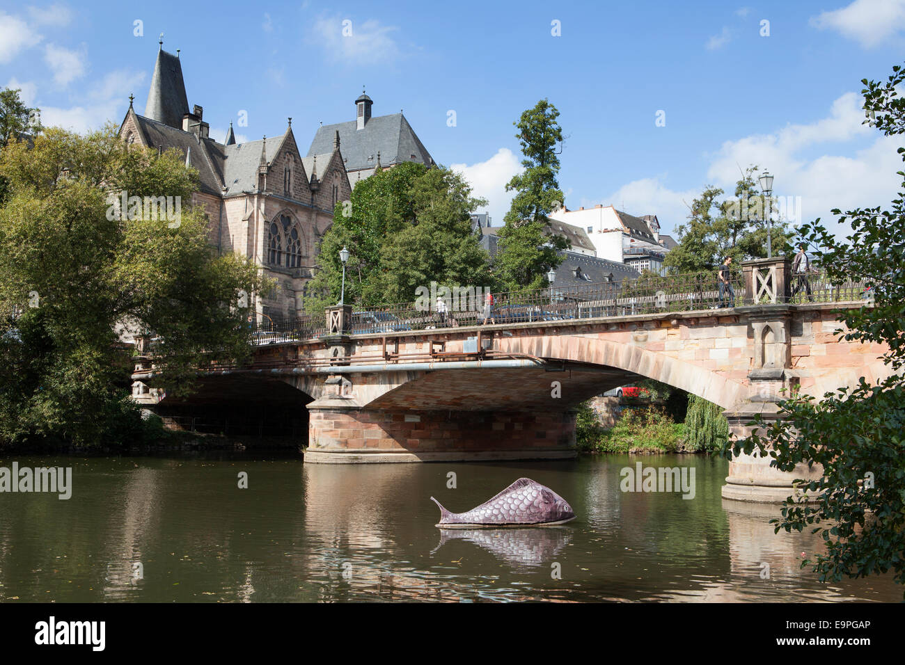 View of Marburg, River Lahn, Marburg, Hesse, Germany, Europe, Stadtansicht, Stock Photo