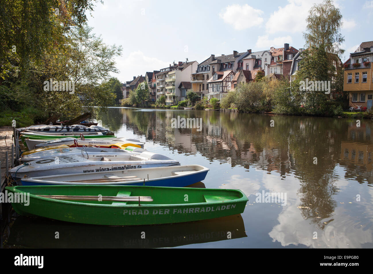 View of Marburg, River Lahn, Marburg, Hesse, Germany, Europe, Stadtansicht, a Stock Photo