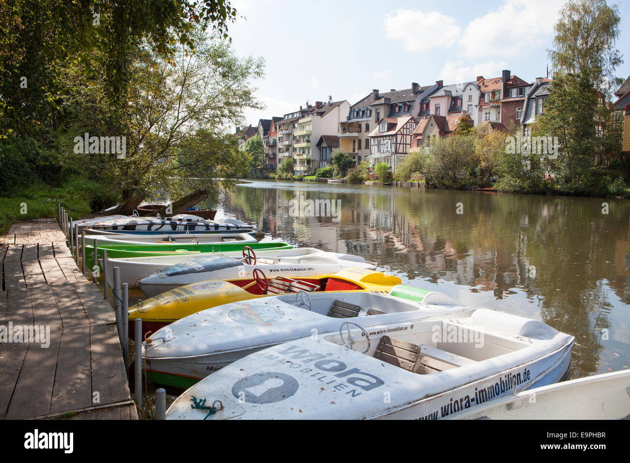 View of Marburg, River Lahn, Marburg, Hesse, Germany, Europe, Stock Photo
