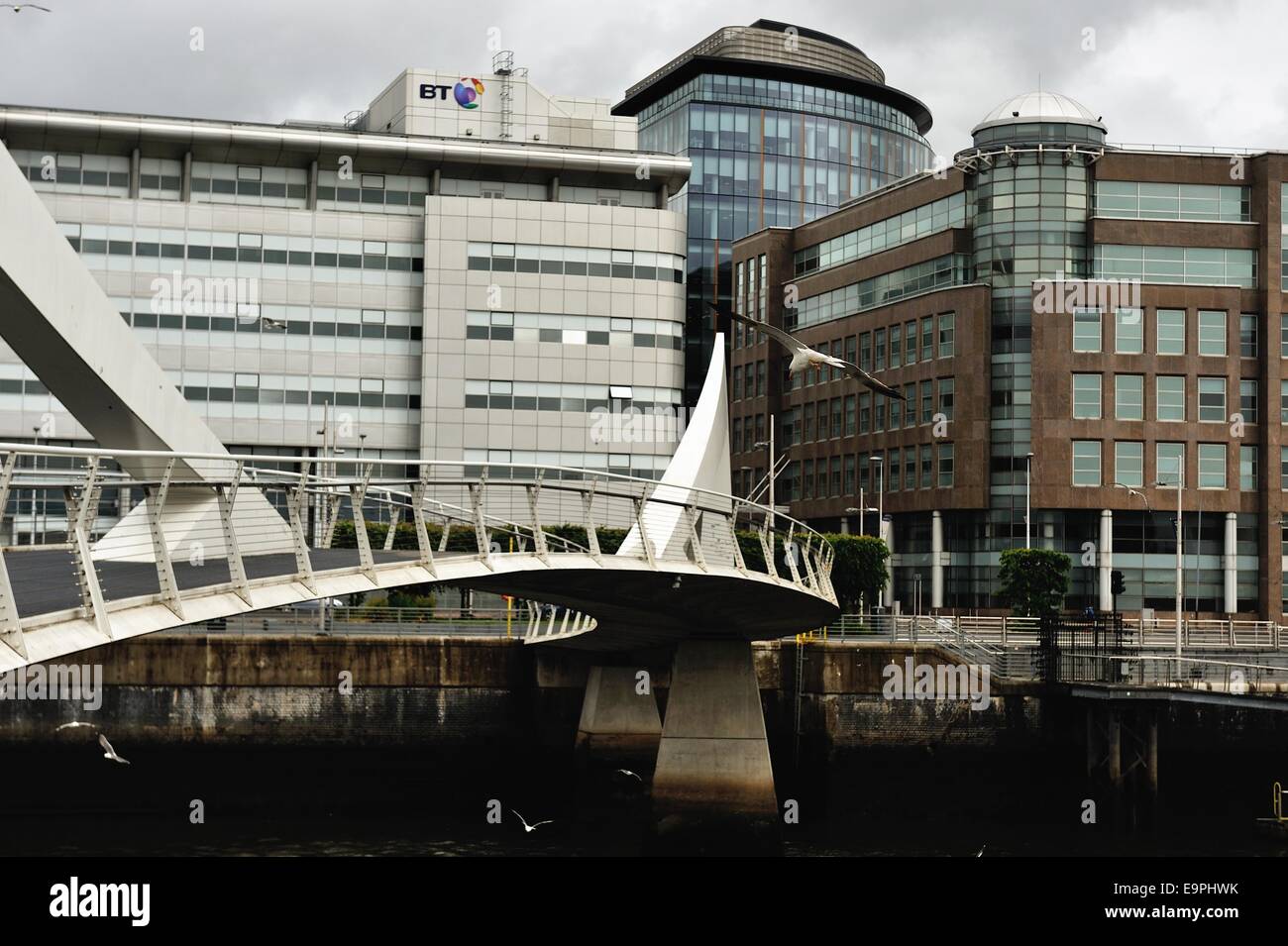 Squiggly Bridge (Broomielaw-Tradeston Bridge), Glasgow, Scotland. Stock Photo