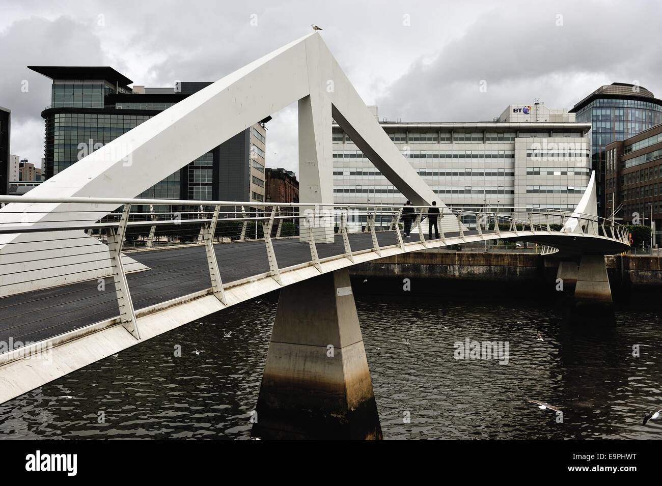 Squiggly Bridge (Broomielaw-Tradeston Bridge), Glasgow, Scotland. Stock Photo