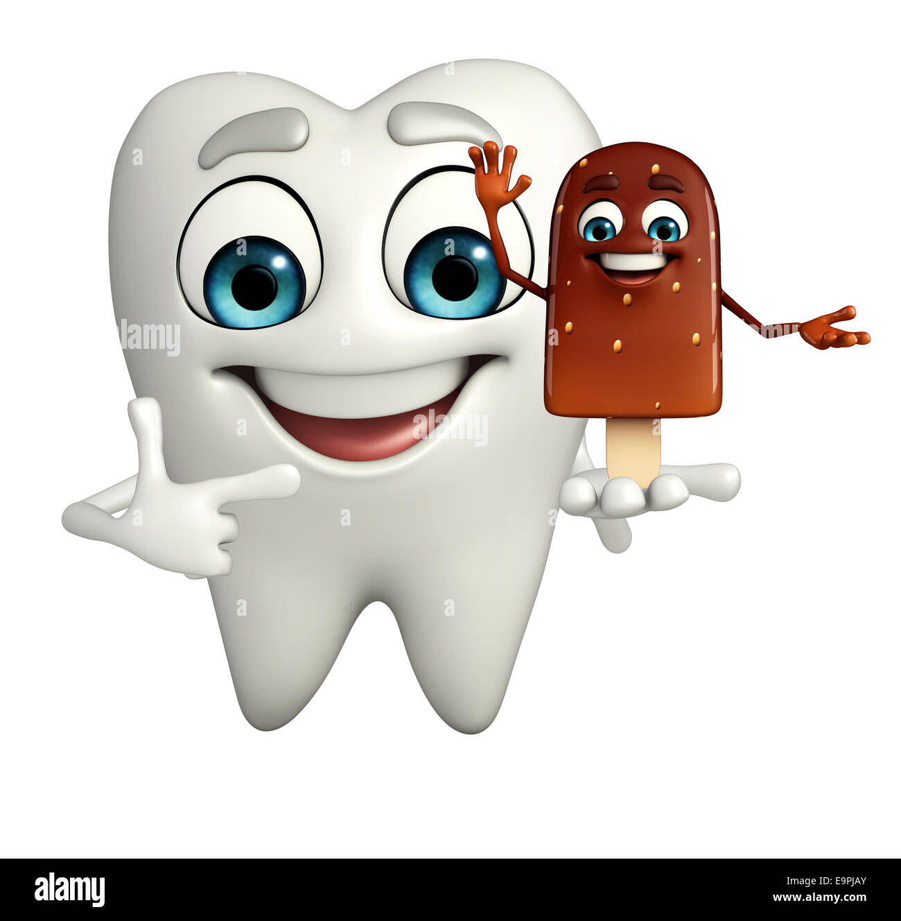 Cartoon character of teeth is pointing Stock Photo - Alamy