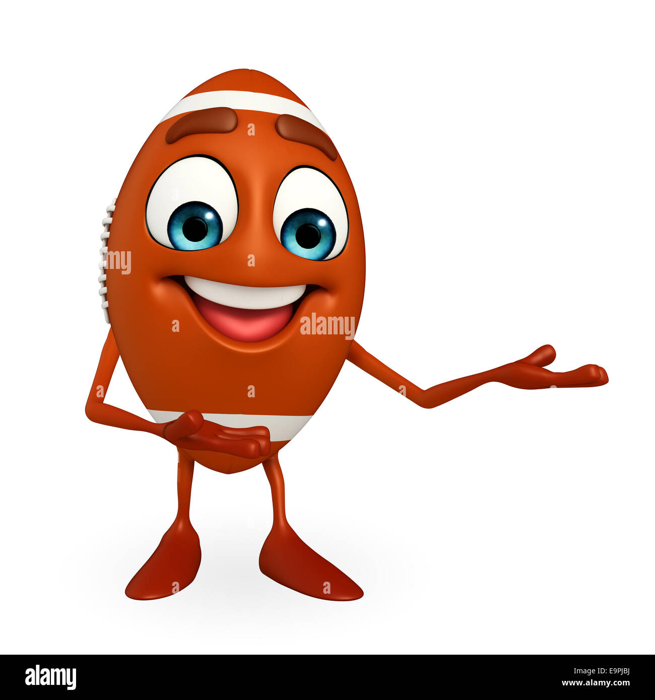 Cartoon Character of rugby ball with presenting pose Stock Photo
