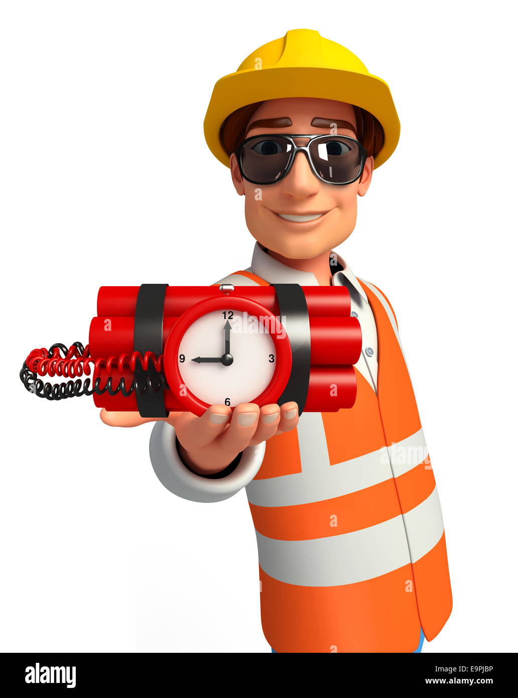 Time Bomb Work Illustration of young worker with time bomb Stock Photo - Alamy