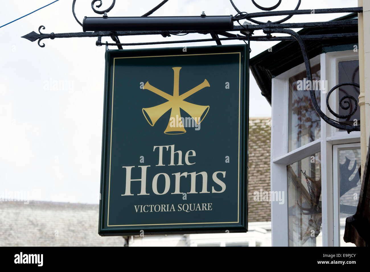 The Horns pub sign, Ashbourne, Derbyshire, England, UK Stock Photo Alamy