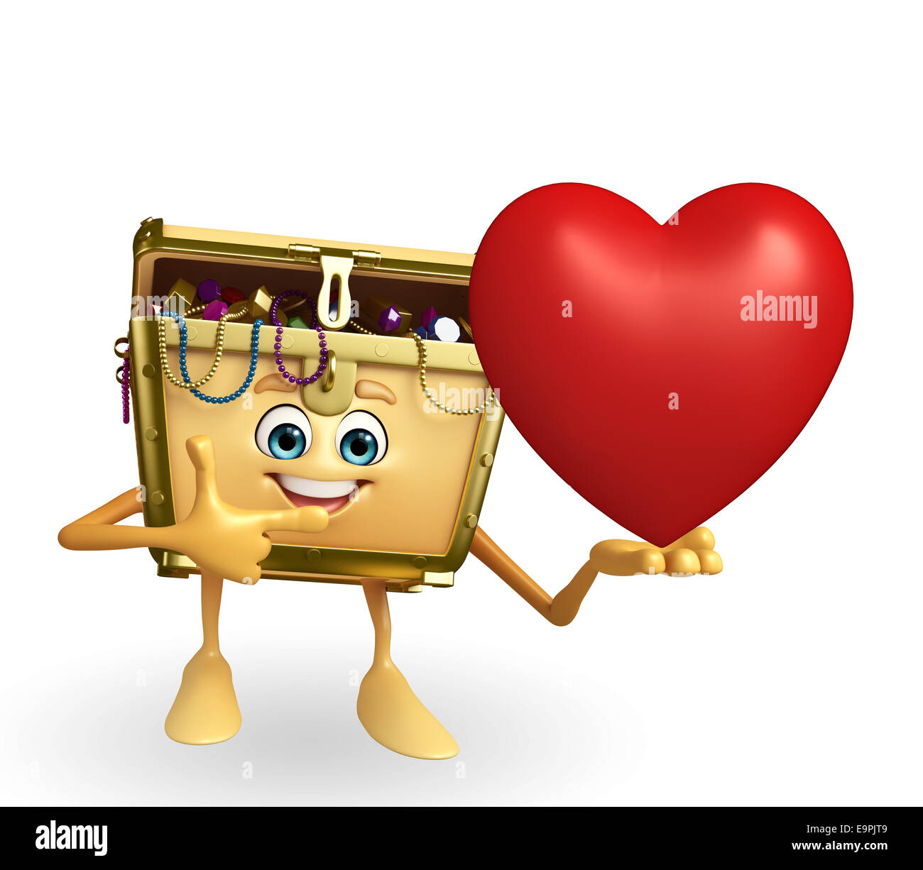 Cartoon character heart treasure box hires stock photography and