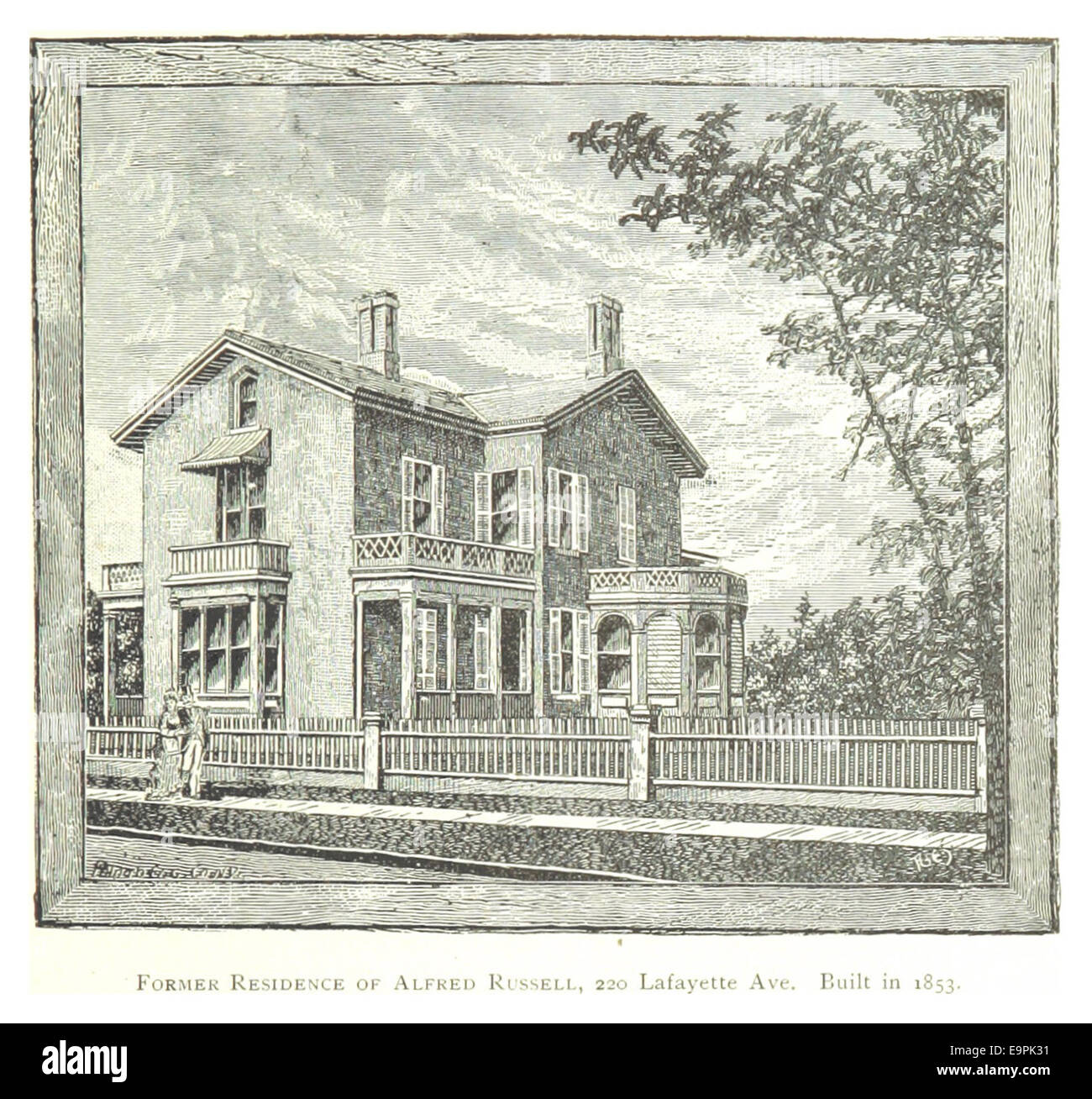 FARMER(1884) Detroit, p465 FORMER RESIDENCE OF ALFRED RUSSELL, 220 LAFAYETTE AVE. BUILT IN 1853 Stock Photo