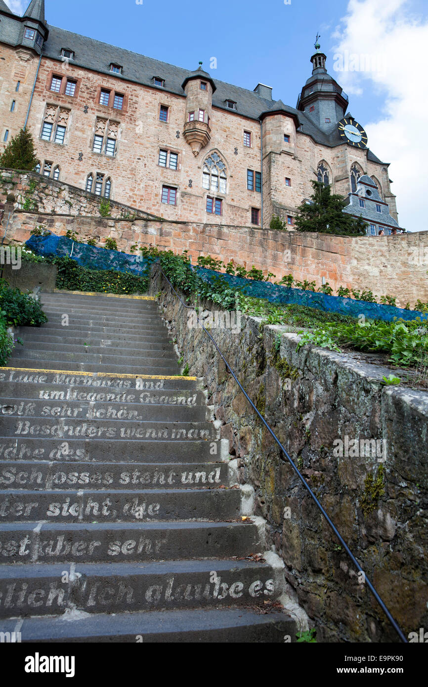 Marburg Castle, Landgrafenschloss, Marburg, Hesse, Germany, Europe, Stock Photo