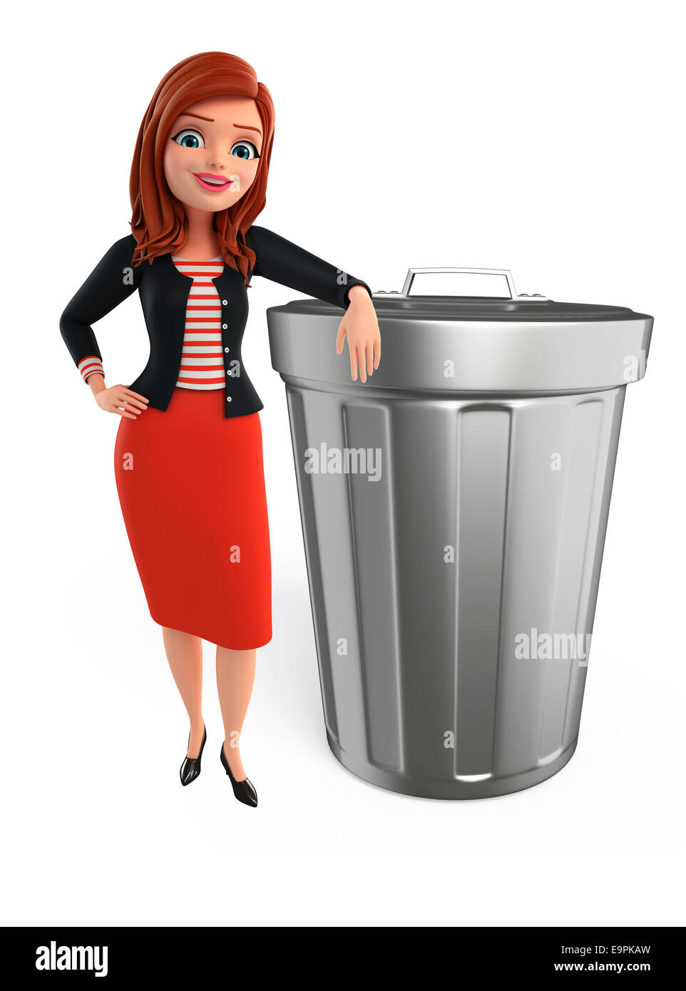 Girl with cartoon dustbin hi-res stock photography and images - Alamy