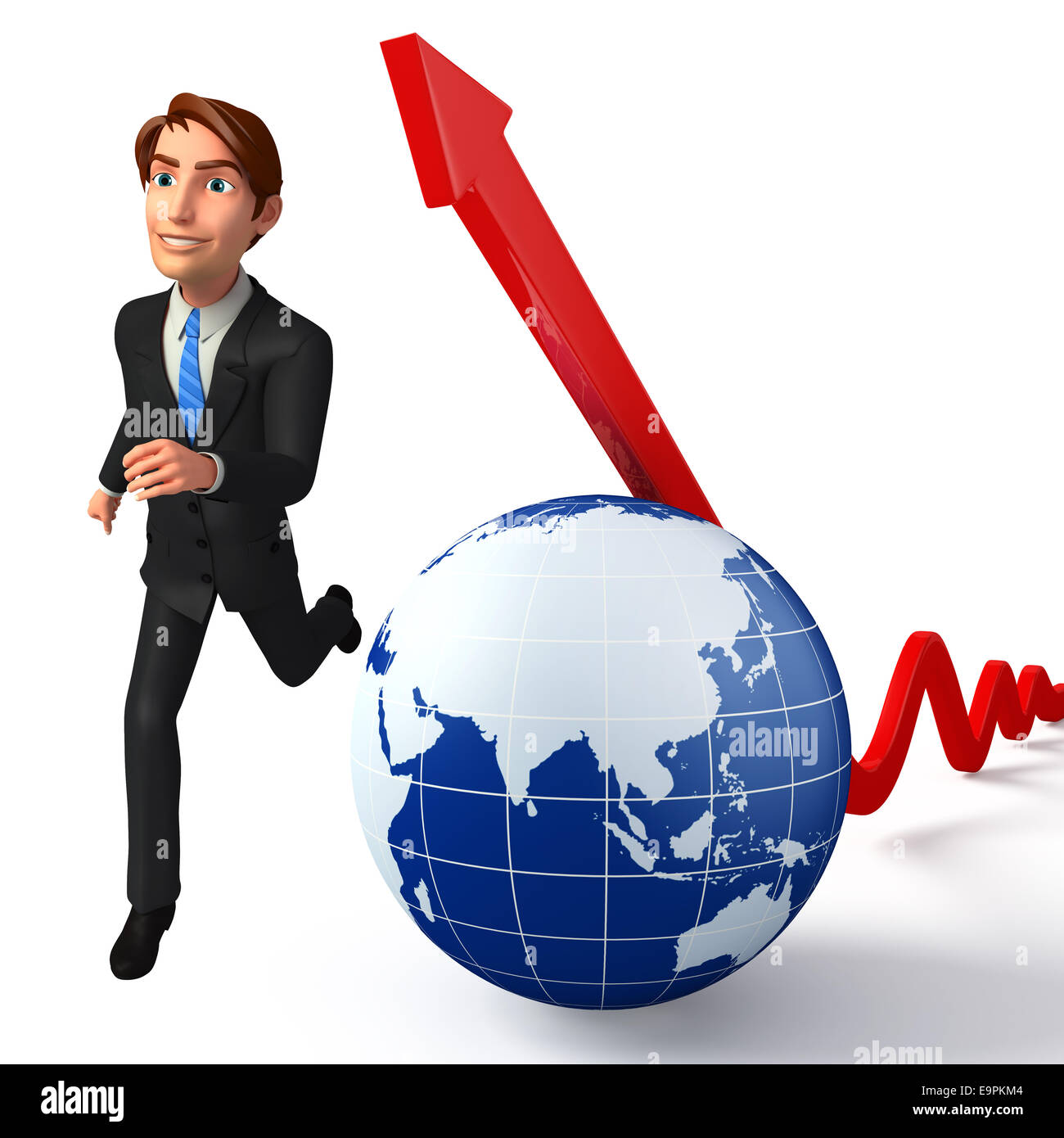 Illustration of Young Business Man with arrow Stock Photo - Alamy