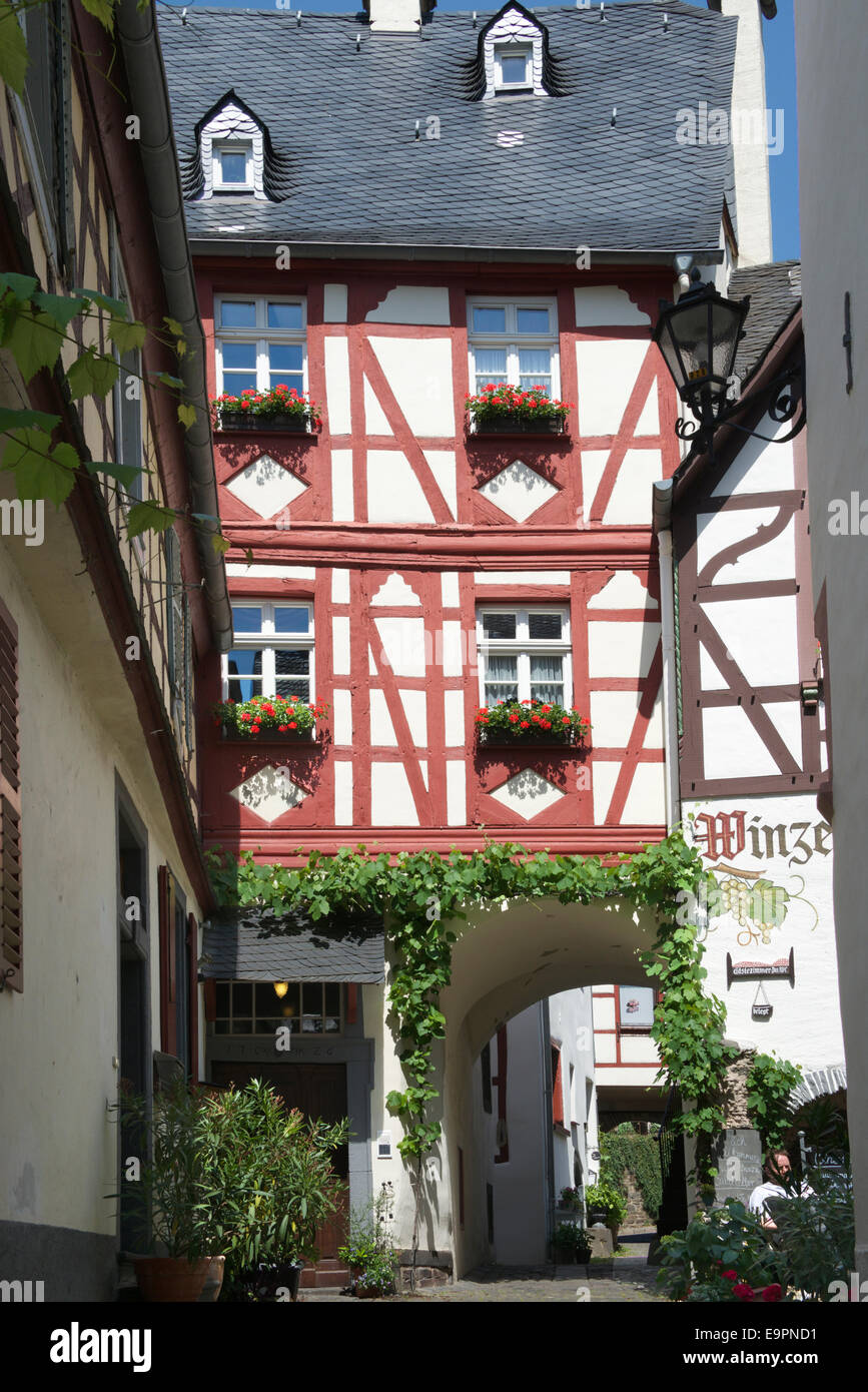 Half timbered building Beilstein Moselle Valley Germany Stock Photo