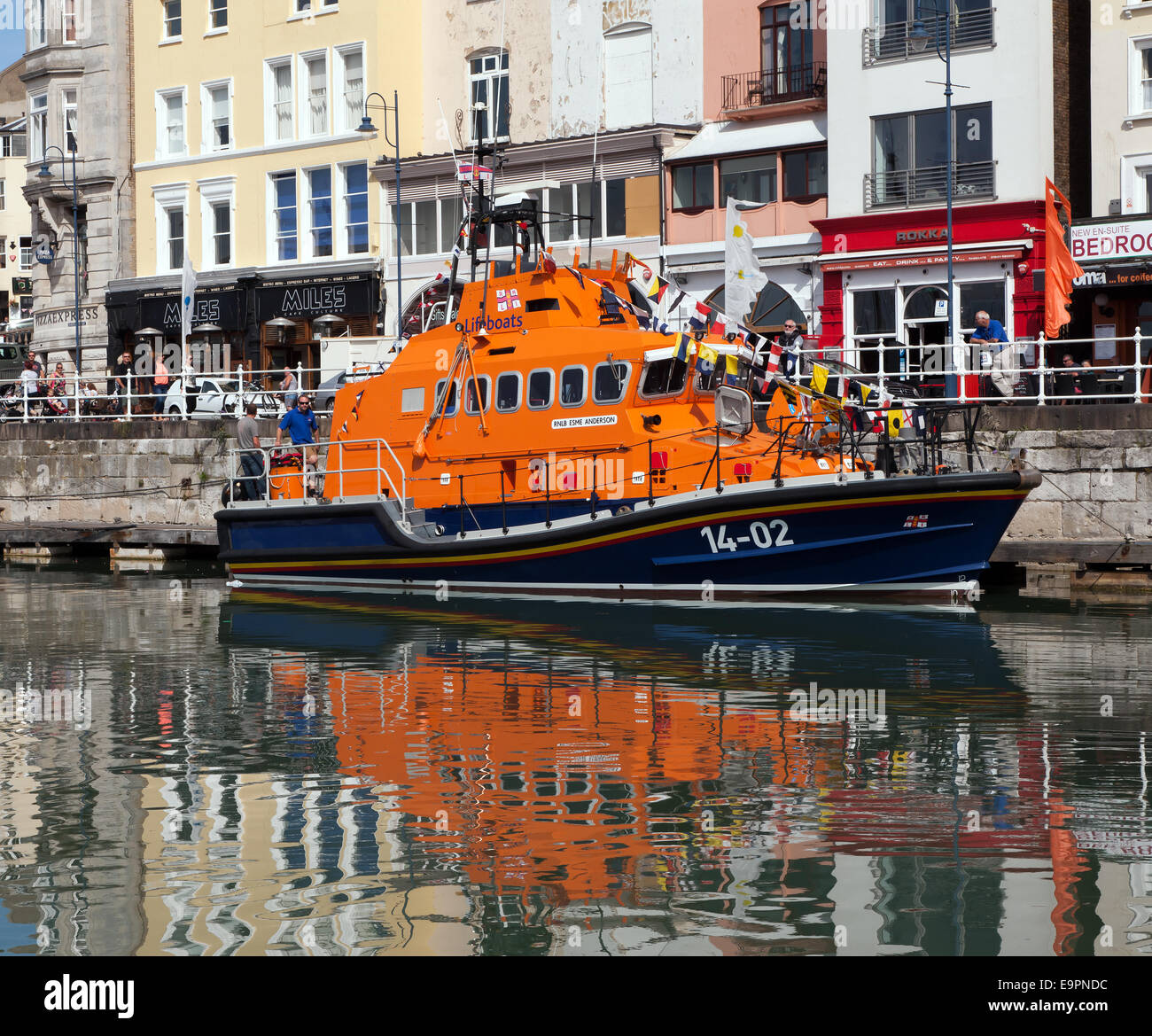 The RNLB Esme Anderson, moored in the Royal Harbour, Ramsgate Stock Photo