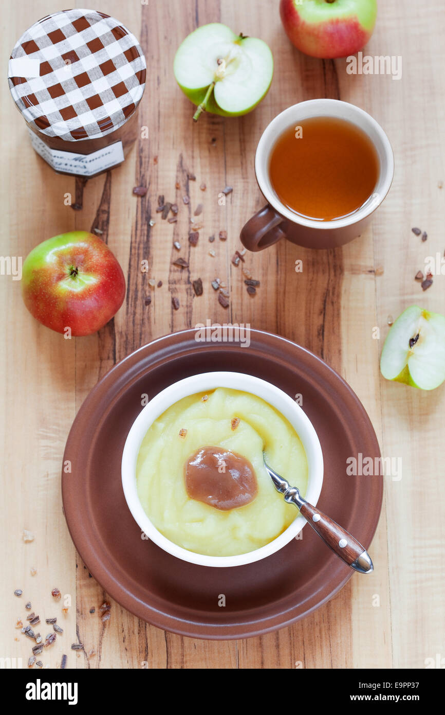 Homemade applesauce and chestnut jam Stock Photo