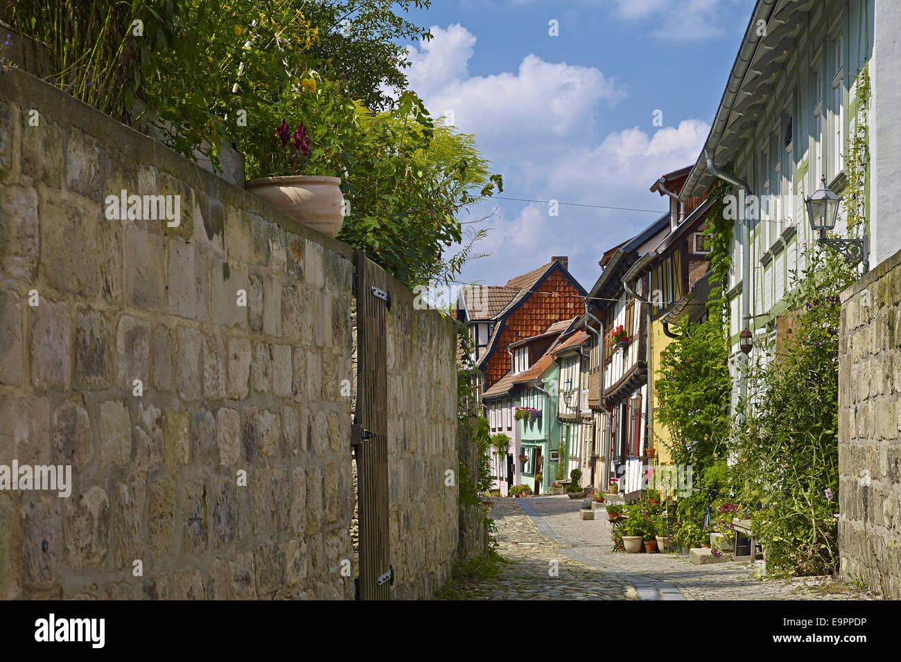 Houses at Schlossberg, Quedlinburg, Germany Stock Photo