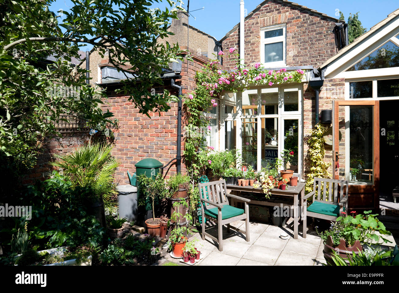 Back garden of Victorian semi-detached house, Kingston upon Thames ...