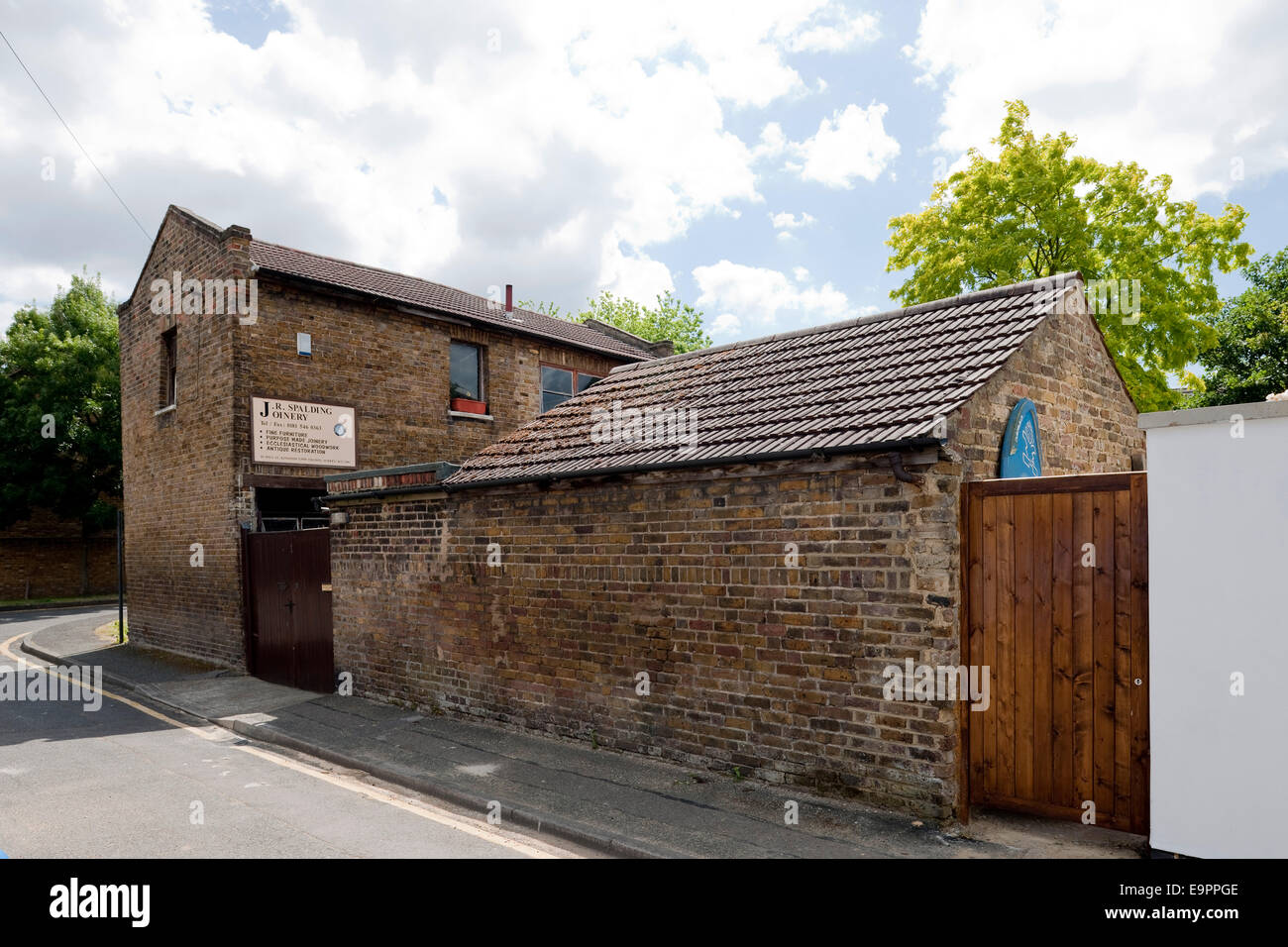 Brick exterior of woodworking and joinery factory, Kingston upon Thames
