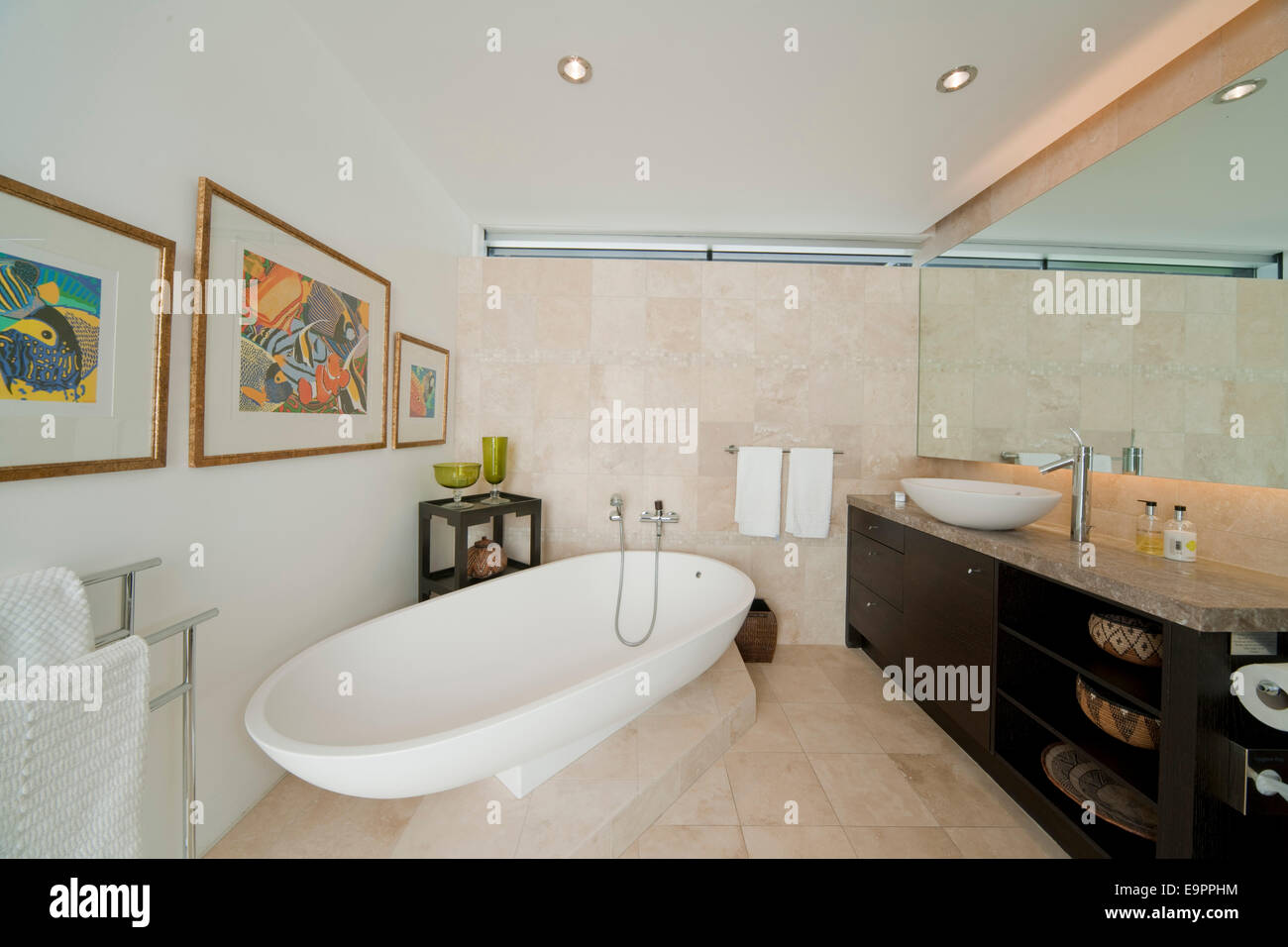 Spoon bath in UK home Stock Photo Alamy