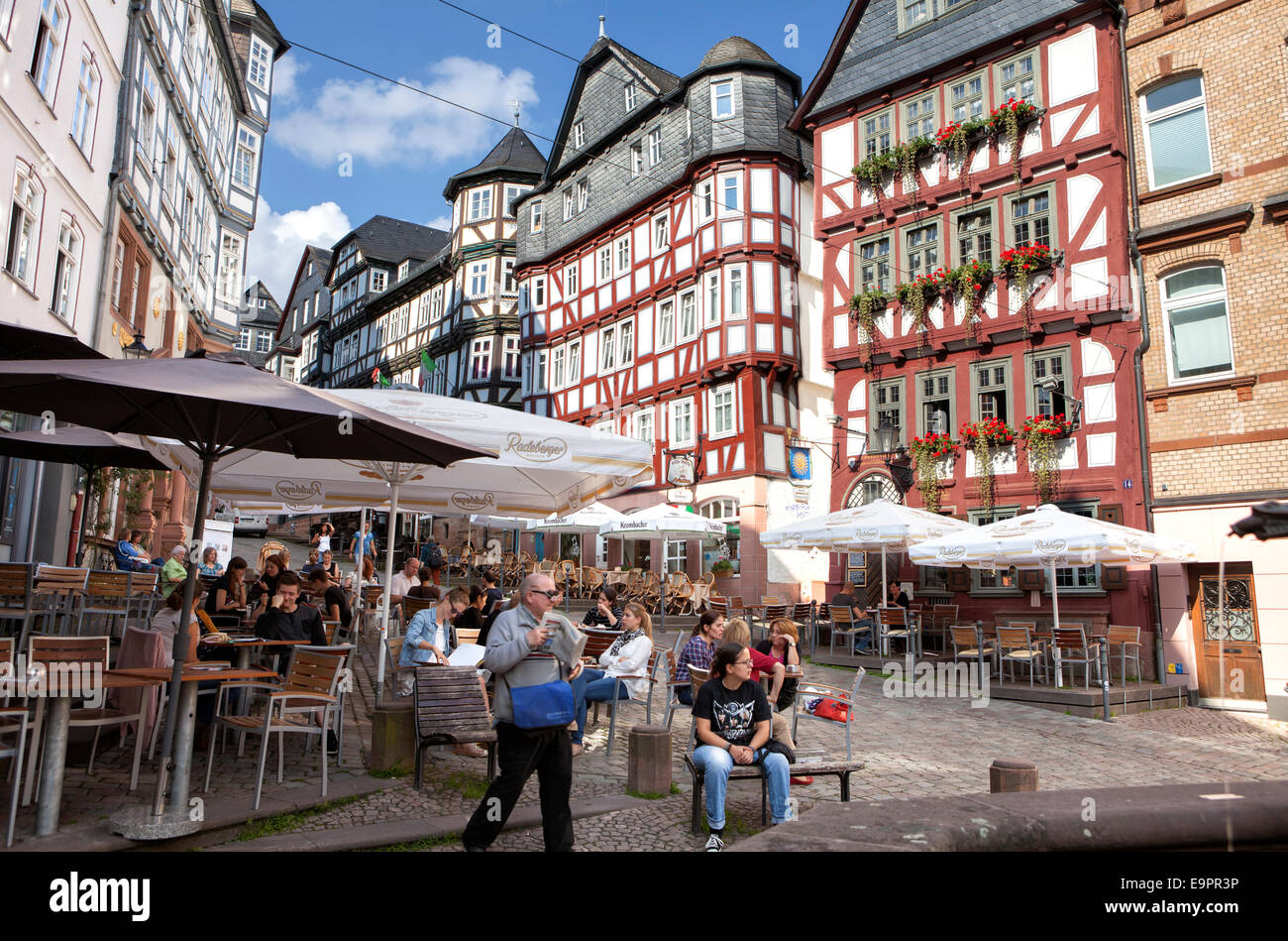 Market square, historic centre, Marburg, Hesse, Germany, Europe Stock Photo