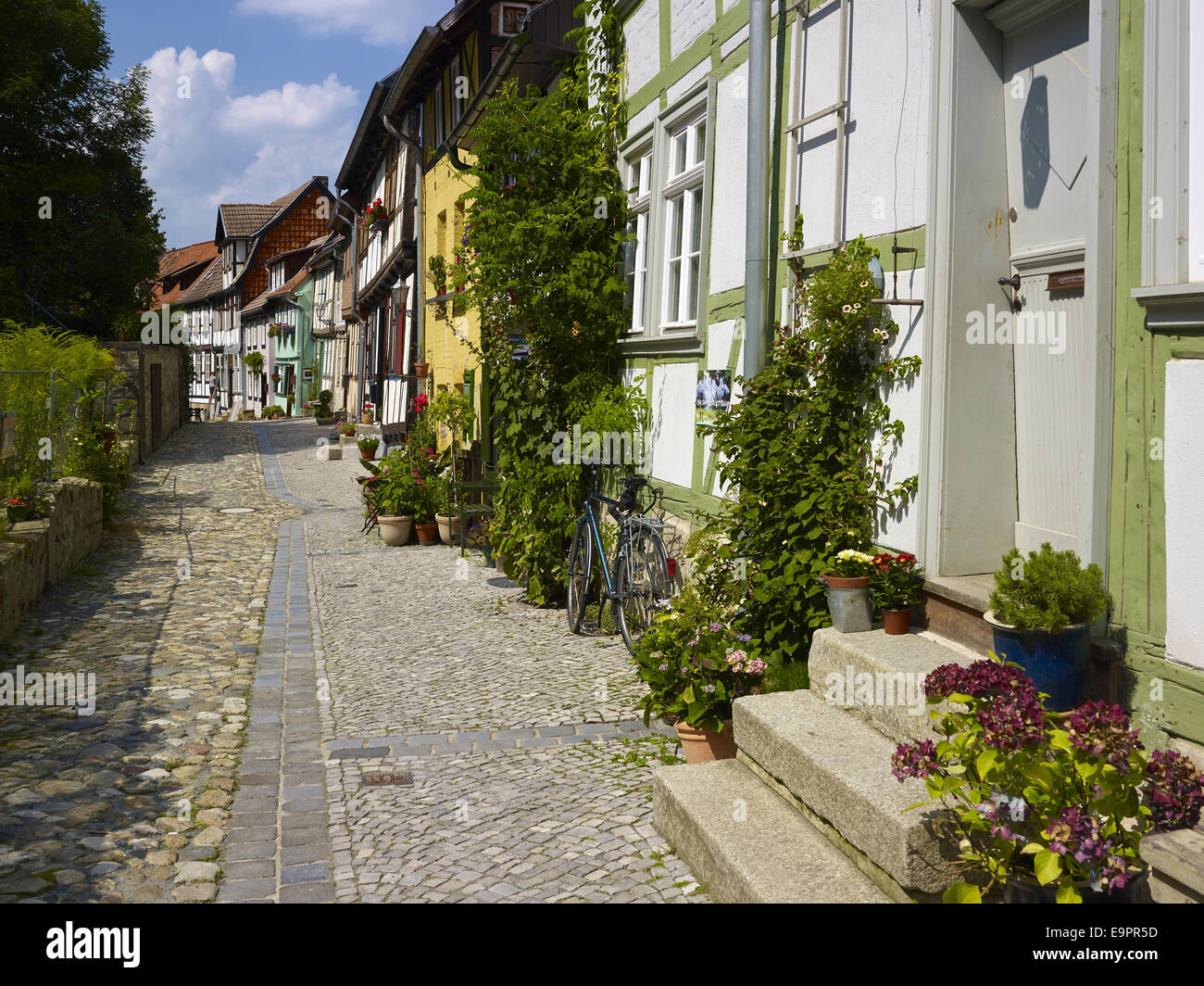 Houses at Schlossberg, Quedlinburg, Germany Stock Photo