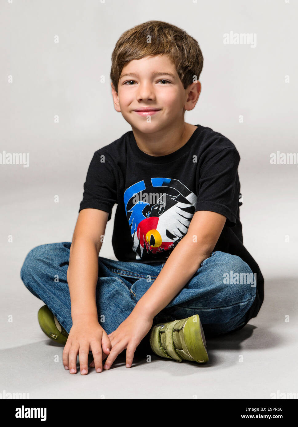 Studio photograph of five year old boy Stock Photo