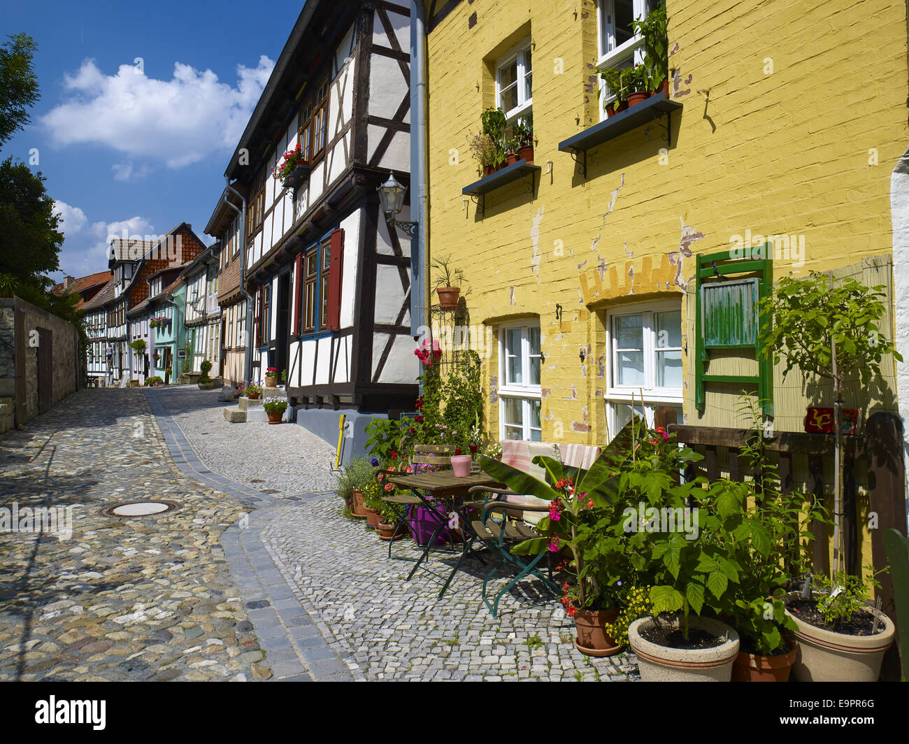 Houses at Schlossberg, Quedlinburg, Germany Stock Photo