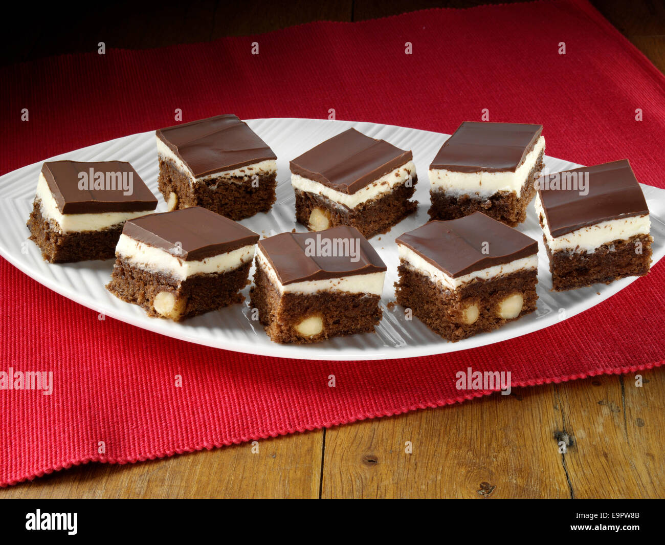 Double chocolate mint brownies Stock Photo - Alamy