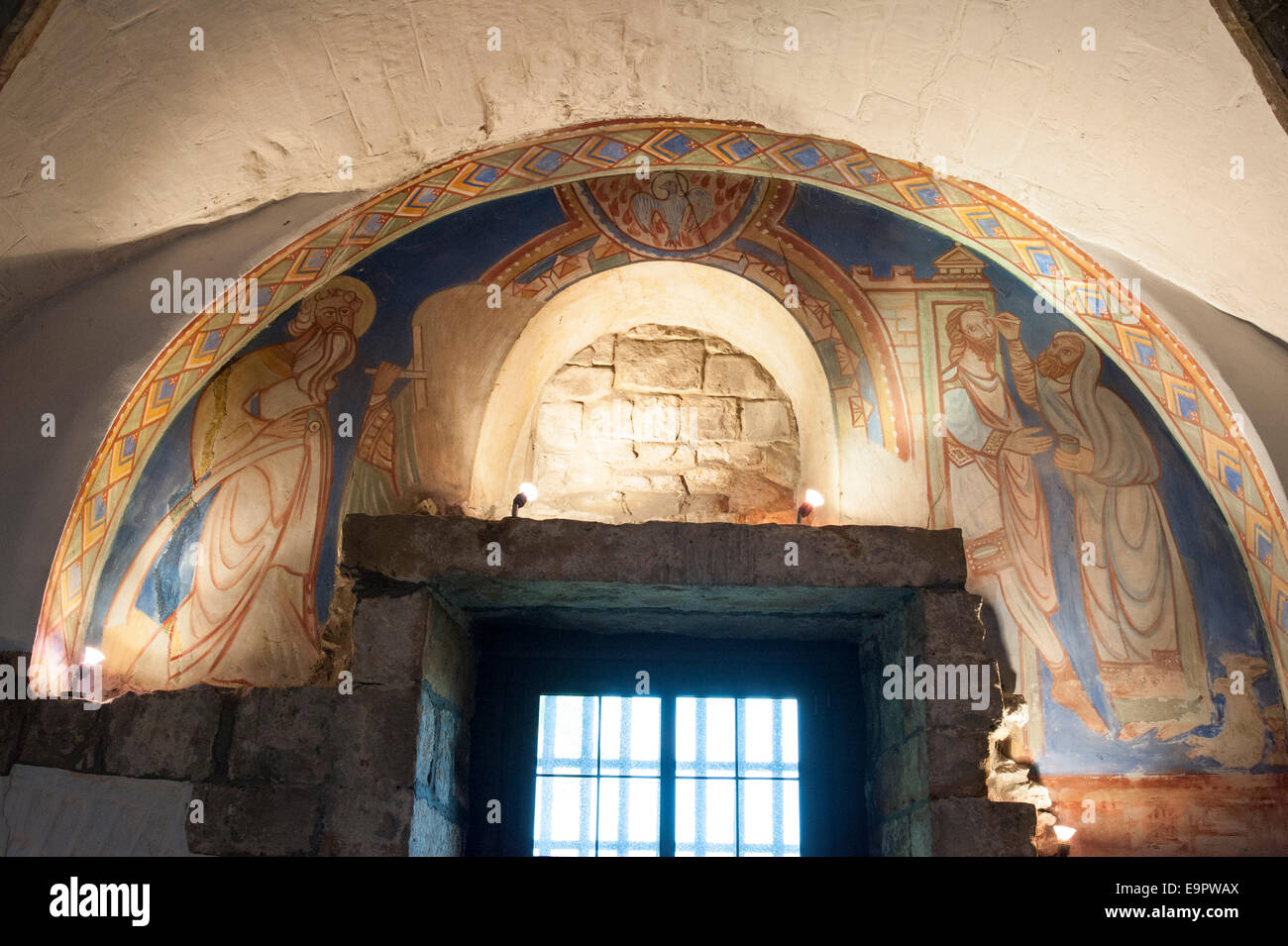 Fresken in der Chapelle Saint-Calixte, Mons, Hennegau, Wallonie, Belgien, Europa | frescoe in the Chapelle Saint-Calixte, Mons,  Stock Photo