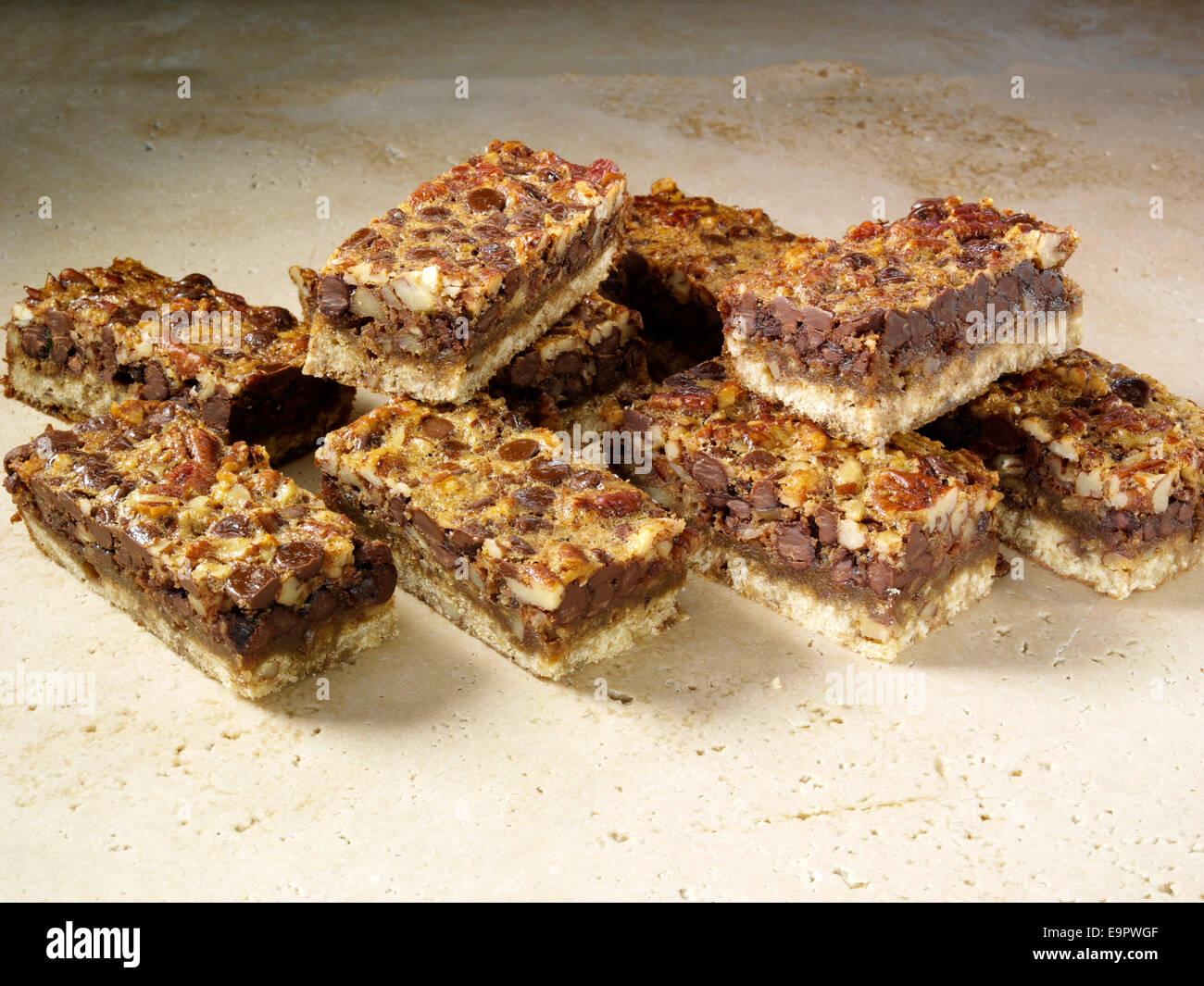 Chocolate Pecan Pie Bars Stock Photo Alamy