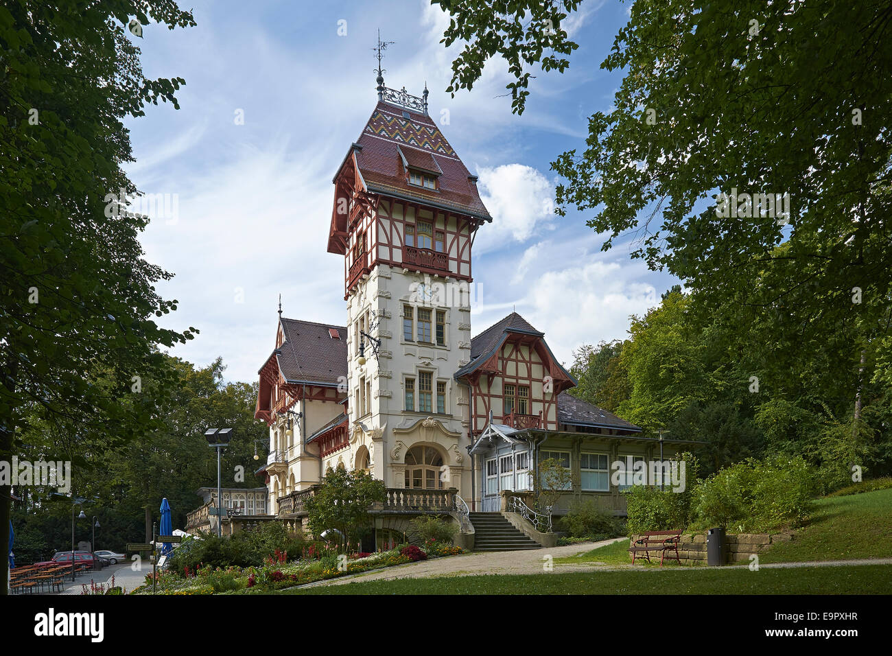 House Theresienstein in the park of Hof, Bavaria, Germany Stock Photo