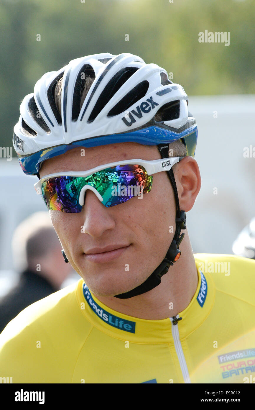 Marcel Kittel of Giant Shimano pictured at the start of the second stage of the Tour of Britain in Knowsley Stock Photo