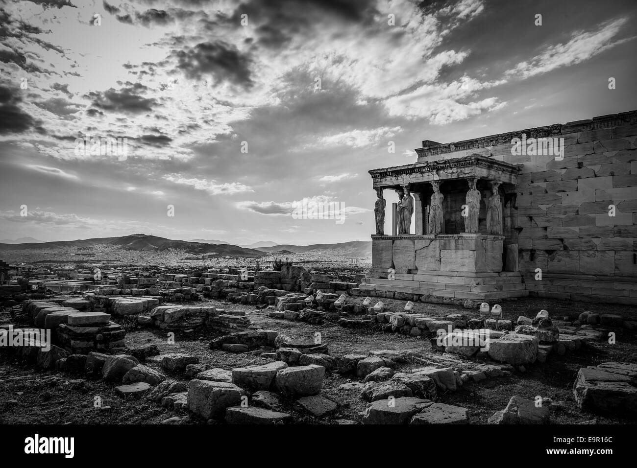 Caryatid Porch, Acropolis, Athens, Greece Stock Photo