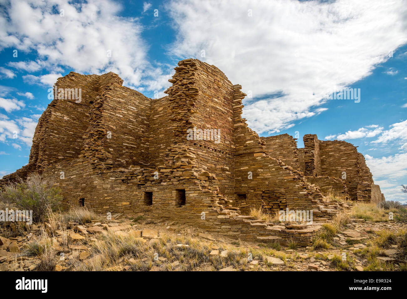 Pueblo Pintado is an Anasazi ruin in Chaco Canyon in northern New Mexico. It was built in 1060-1061 A.D. by Pueblo ancestors. Stock Photo