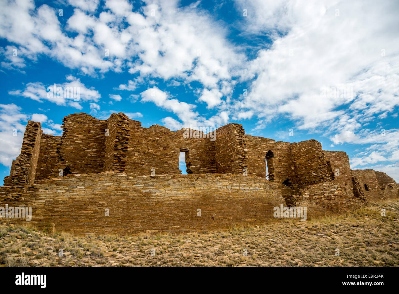Pueblo Pintado is an Anasazi ruin in Chaco Canyon in northern New Mexico. It was built in 1060-1061 A.D. by Pueblo ancestors. Stock Photo