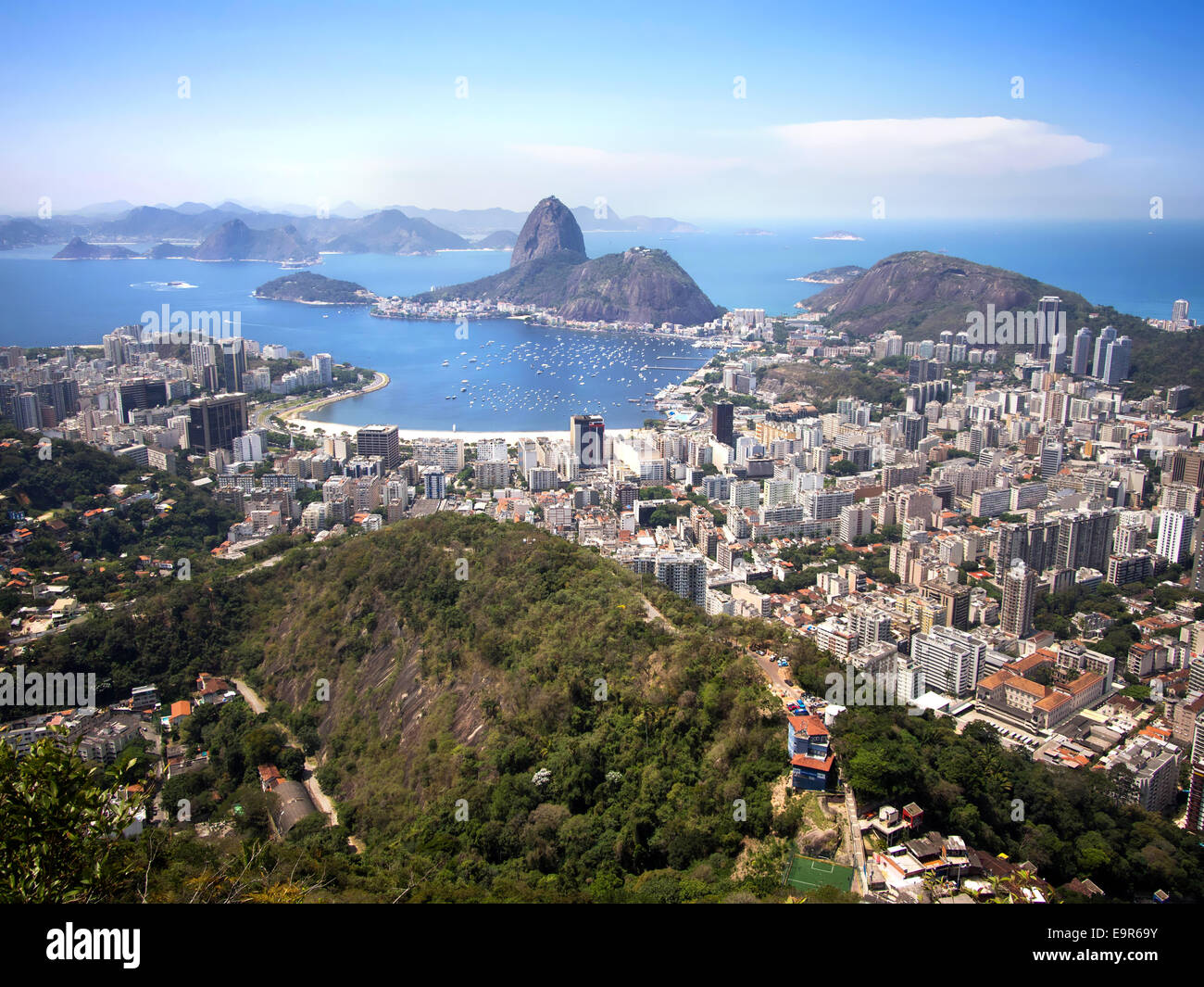 Sugar Loaf mountain and the Rio de Janeiro cityscape, Brazil. Stock Photo