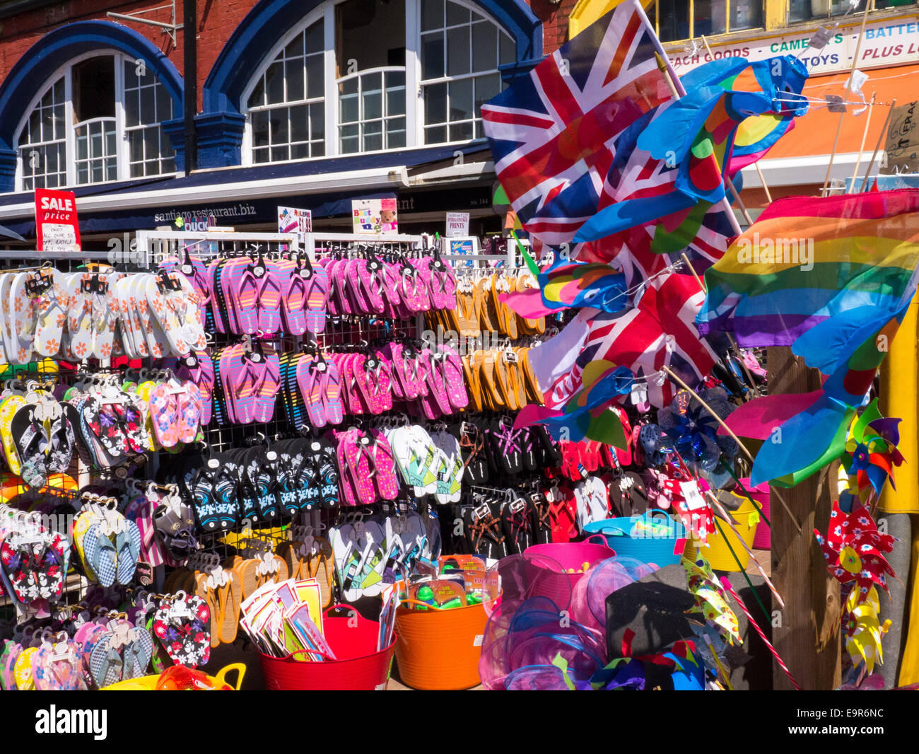 Tourist and beach items on sale in Brighton, UK Stock Photo