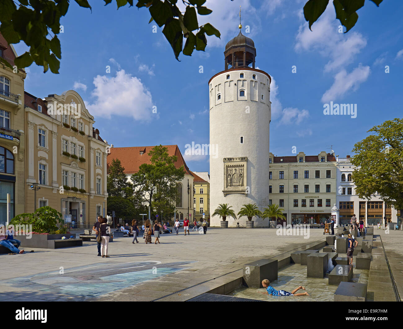 Marienplatz square and Dicker Turm tower in Görlitz, Germany Stock Photo