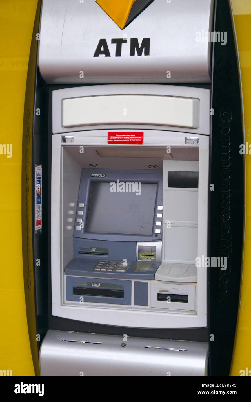 commonwealth bank of australia cashpoint ATM machine in george town,tasmania,australia Stock Photo