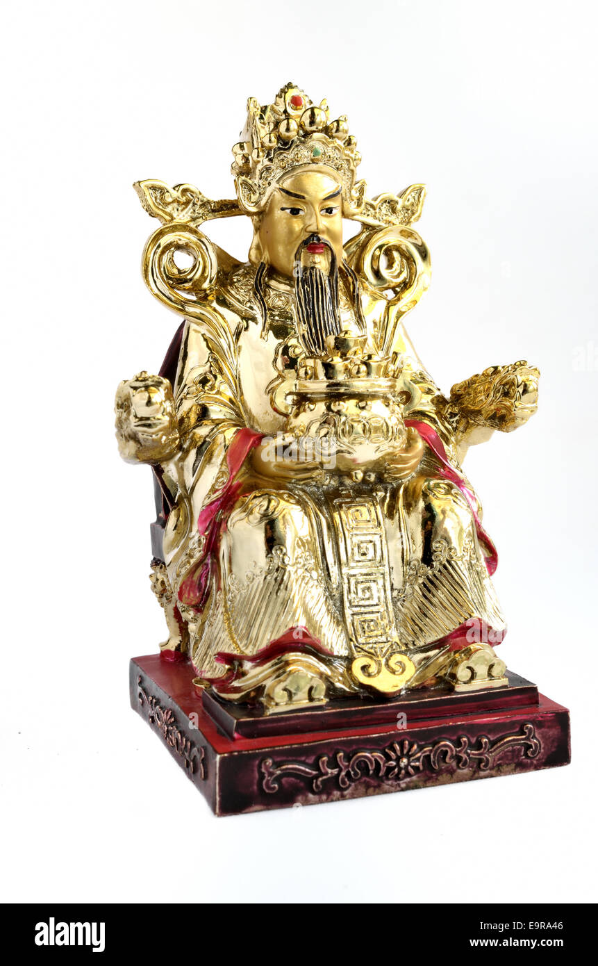 The god of Wealth in chinese Shrine, which is a symbol for bringing good luck Stock Photo