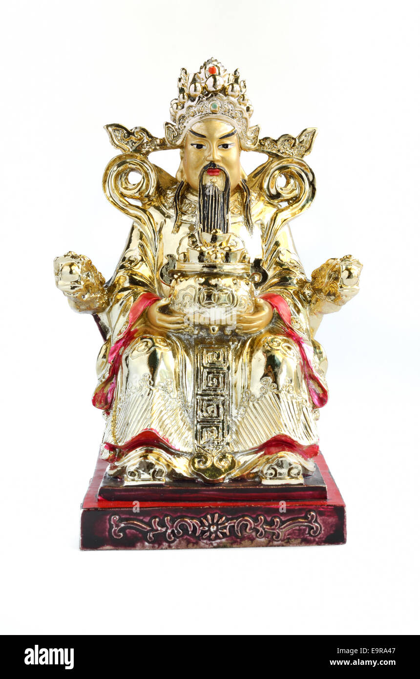 The god of Wealth in chinese Shrine, which is a symbol for bringing good luck Stock Photo