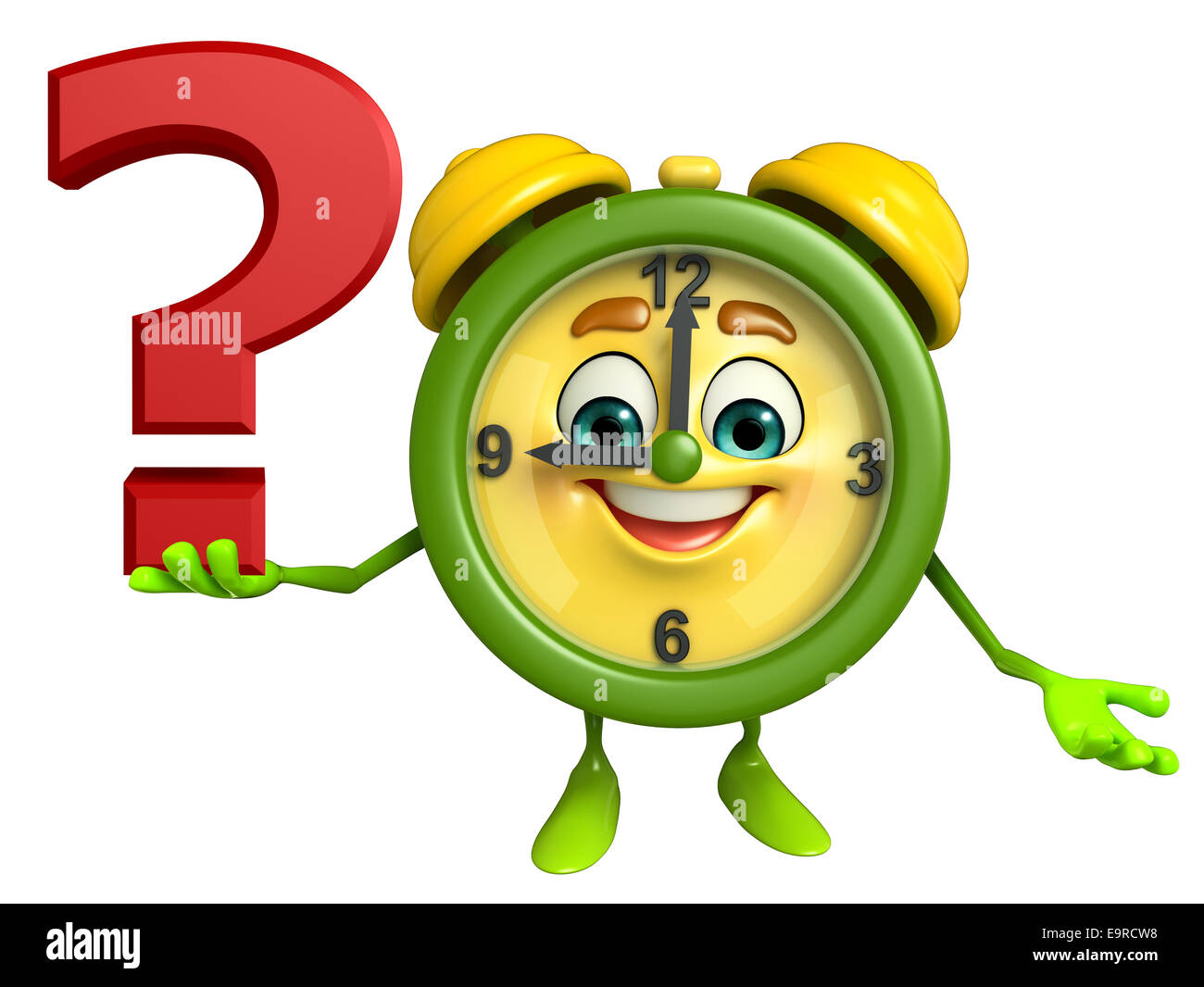 Cartoon Character of table clock with question mark Stock Photo Alamy